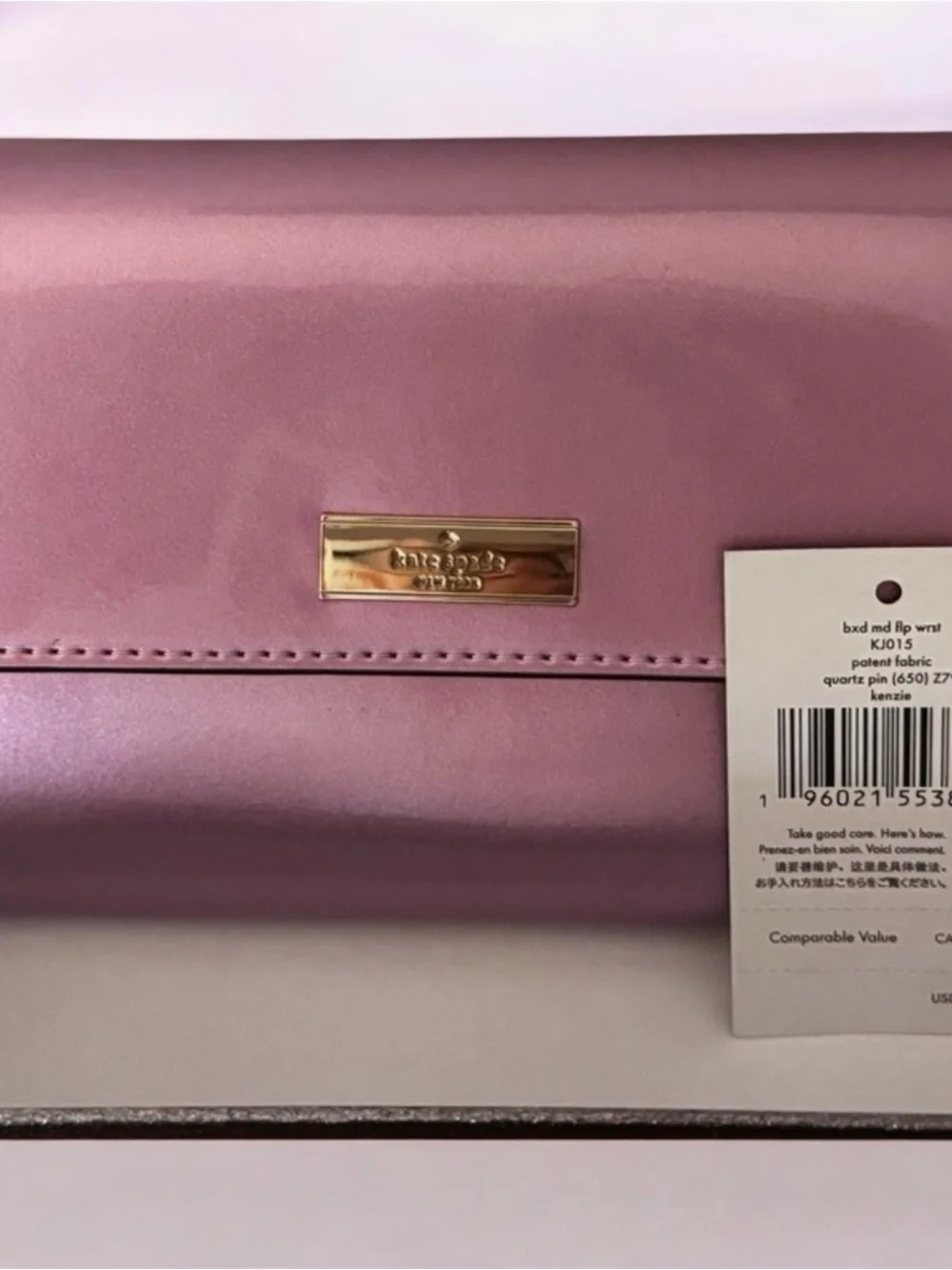 kate spade Metallic Pink Fold-Over Clutch with Gold Plaque